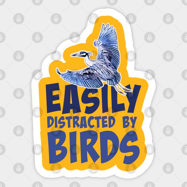 Easily distracted by birds - Yellow-crown Night Heron Sticker by Ripples of Time